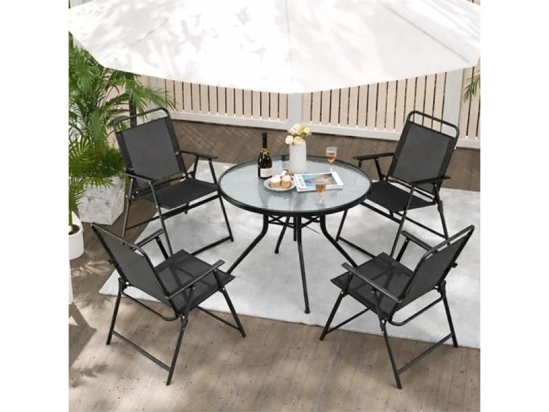Lemon Planet Baštenski set sto okrugli i sklopive stolice za 4 osobe 24-SA0124C