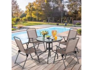 Lemon Planet Baštenski set sto okrugli i sklopive stolice za 4 osobe 24-SA0125K