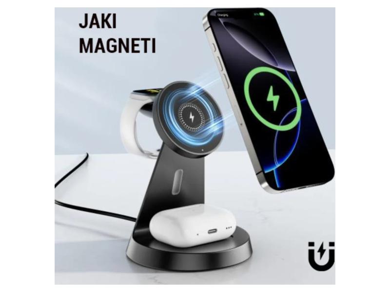 3G Desktop držač za mobilni telefon magnetic ZJ02 3u1 (wireless punjac za mobilni telefon, slusalice i Apple smart watch)