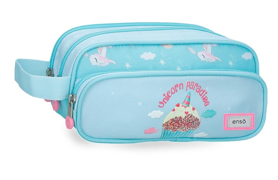 ENSO UNICORN PARADISE prazna pernica sa 3 pregrade – sky blue