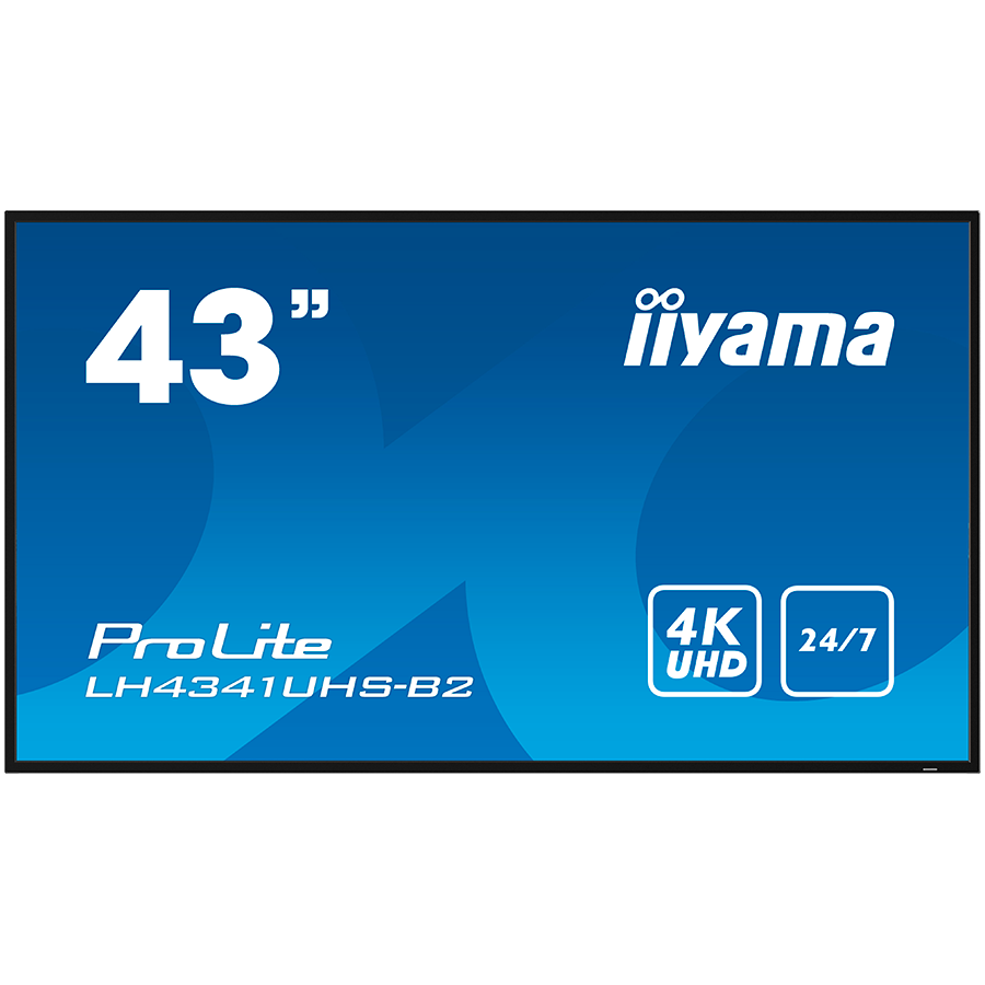 IIYAMA LFD LH4341UHS-B2 43′ Professional Digital Signage display with 4K UHD resolution and 24/7 3840×2160 16:9 500cd 1200:1 8ms landscape, portrait