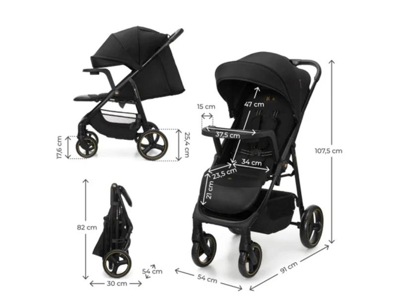 KINDERKRAFT Kolica za bebe sa tacnom trig 3 black