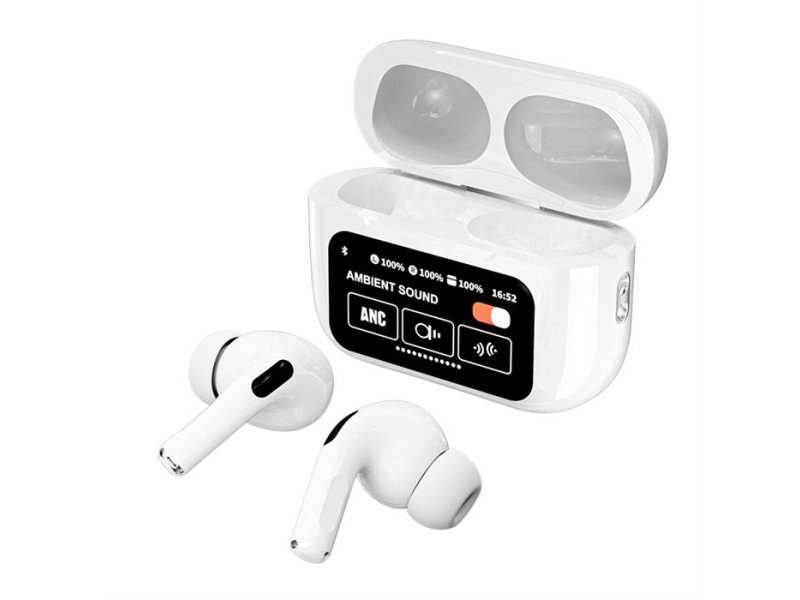 MS MOBILE DS86 ANC/ENC TWS sa LED ekranom Bluetooth bubice bele