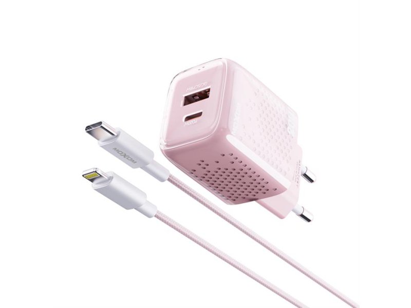 MOXOM MX-HC206 18W Fast PD 20W Type C na lightning punjač pink