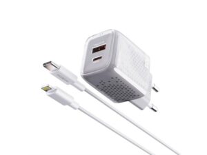 MOXOM MX-HC206 18W Fast PD 20W Type C na lightning punjač sivi