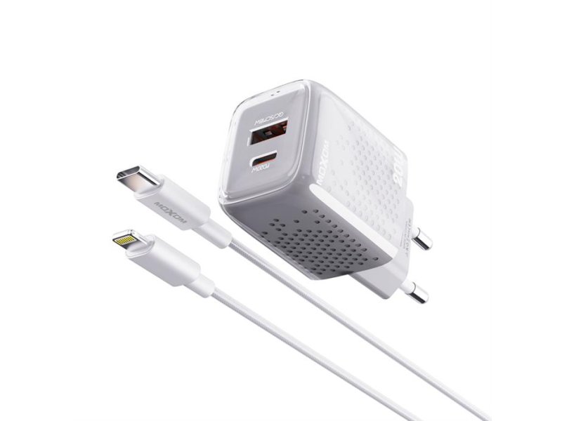 MOXOM MX-HC206 18W Fast PD 20W Type C na lightning punjač sivi