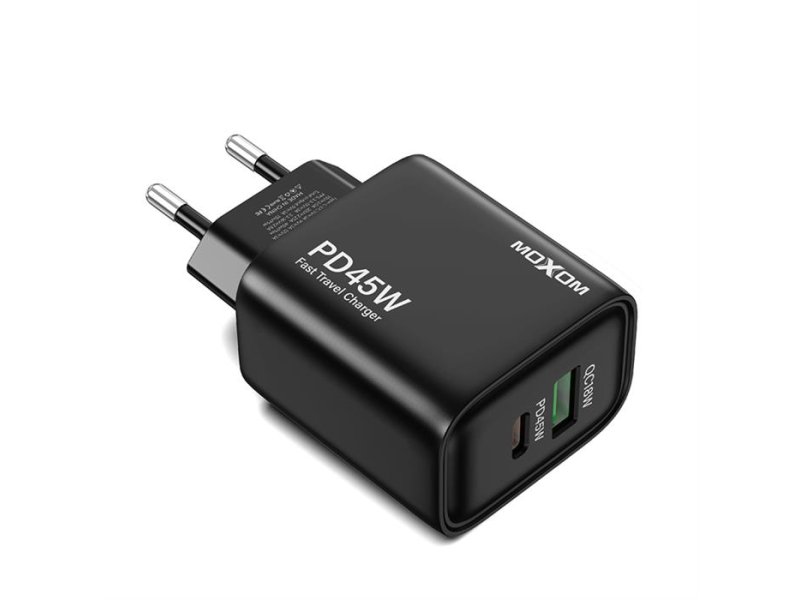 MOXOM MX-HC178 GaN USB+Type-C QC 18W PD 45W kućište punjača crno