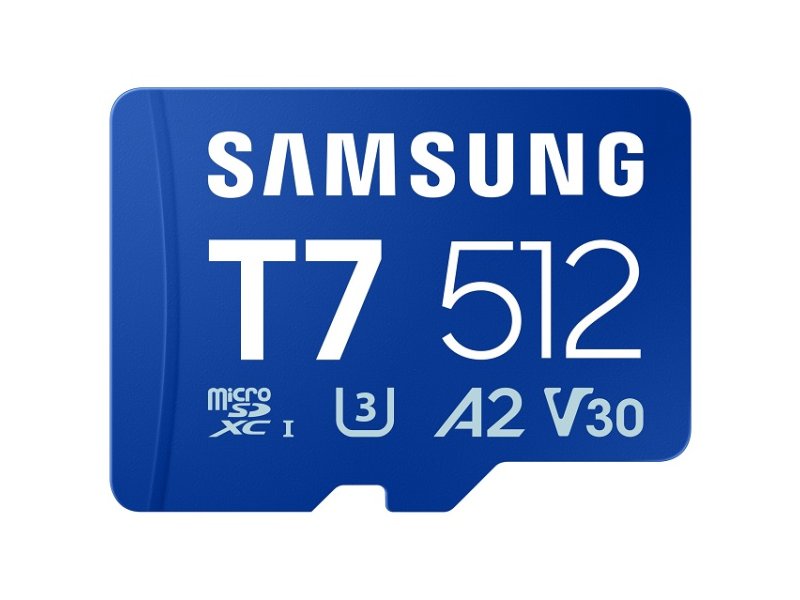 SAMSUNG MicroSD 512GB, T7, UHS-I U3 V30 A2, za 4K i FHD snimanje (MB-MB512T/WW)