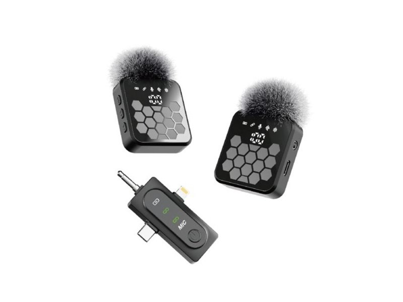 MOXOM Mikrofon bluetooth MX-AX84 Type-C + lightning + 3.5mm jack crni