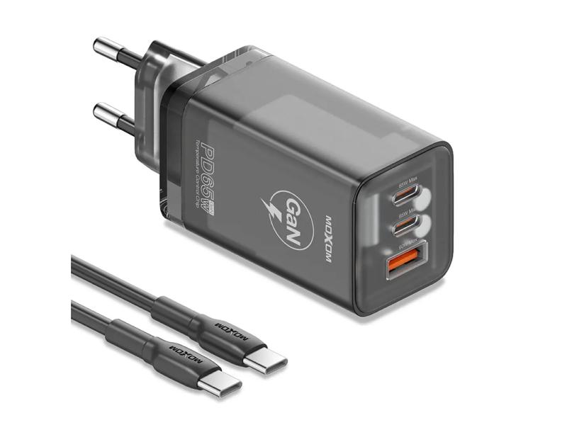 MOXOM Kućni punjač LX-HC824 60W PD Type C na Type C, Crni