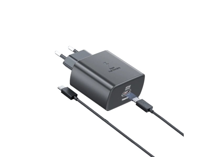 TRANYOO T-SA7C kućni punjač 45W PD sa Type C na Type C kablom 60W, crni