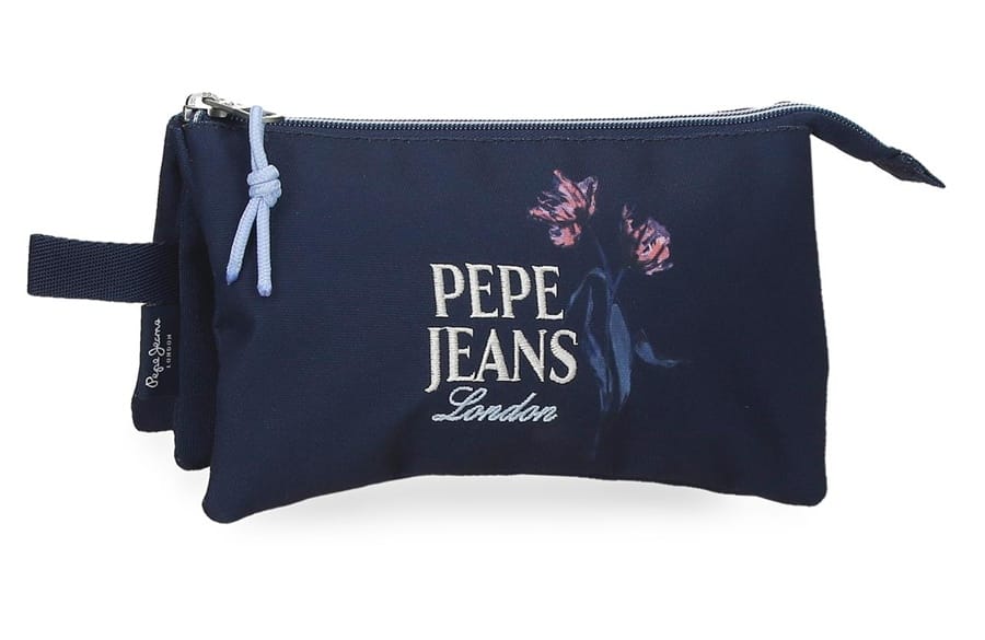 PEPE JEANS LENAY prazna pernica sa 3 pregrade – teget