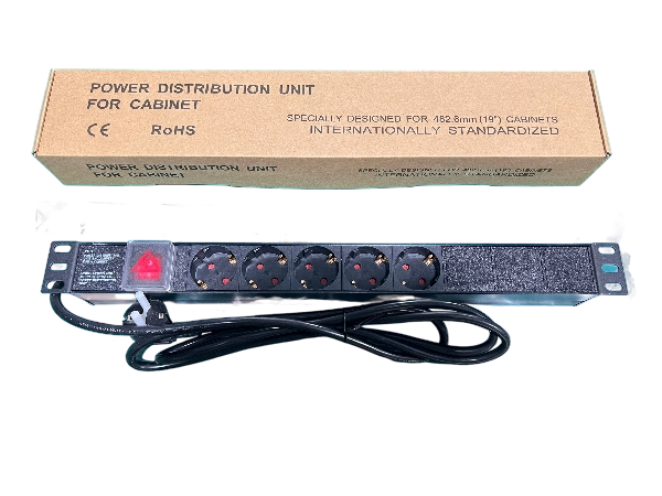 ExeLink Razvodni PDU panel za rack 19 in, sa 5 utičnih mesta,  kabl 2m (aluminijum)