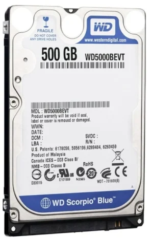 HDD 2.5 * 500GB WD5000BEVT BLUE scorpio 5400rpm 8mb SATA 9.5mm