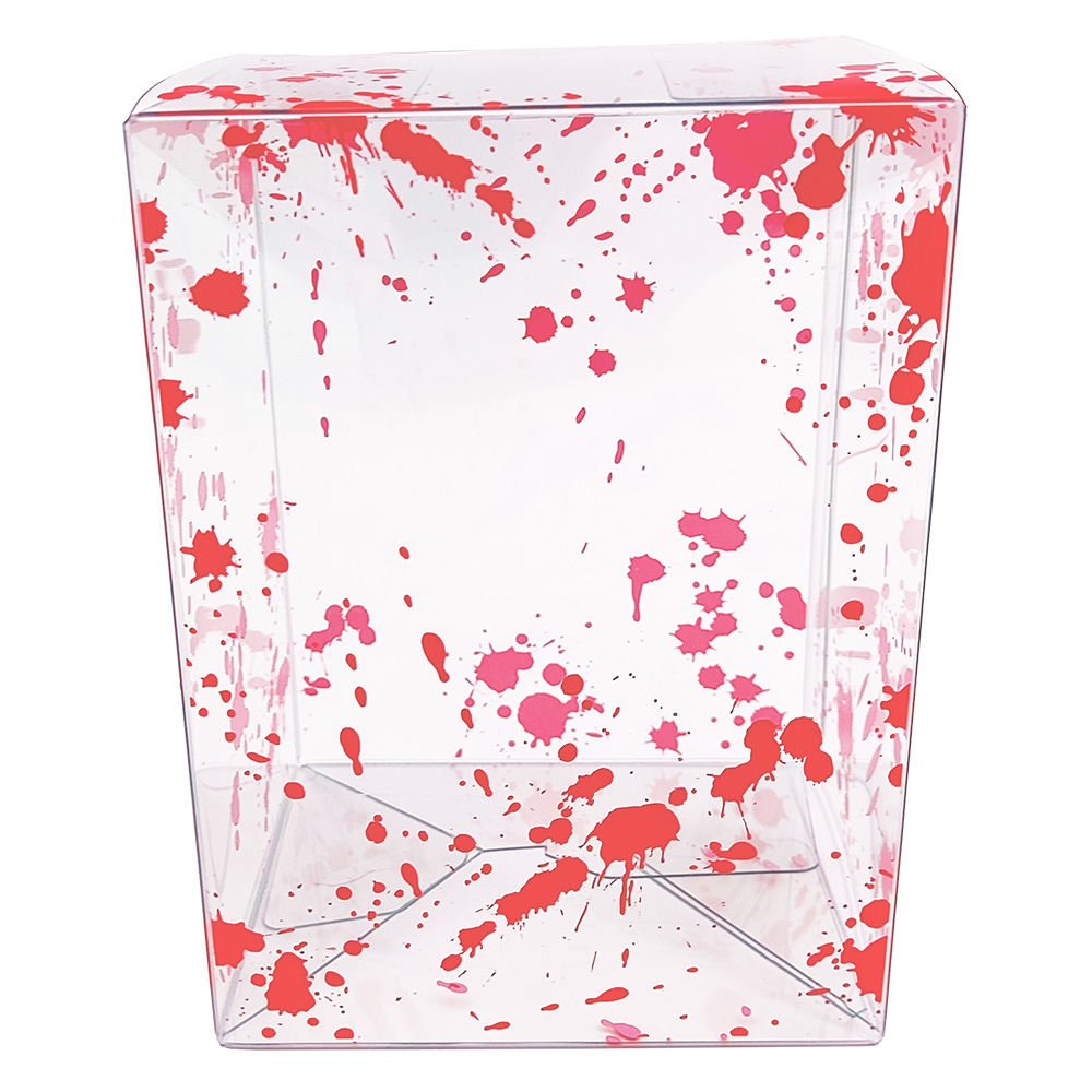 Clear Red Splatter 4” Pop Protector With Film On It With Soft Crease Line And Automatic Bot Lock