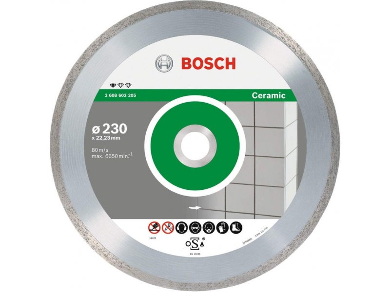 BOSCH Dijamantska rezna ploča Standard for Ceramic 230 x 22,23 x 1,6 x 7 mm pakovanje od 10 komada – 2608603234