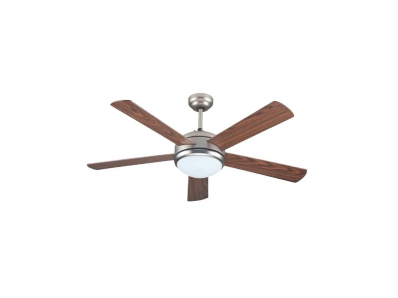 EUROLAMP Plafonski ventilator sa svetlom E27 i daljinskim upravljačem, 132 cm, 70W, nikl-braon