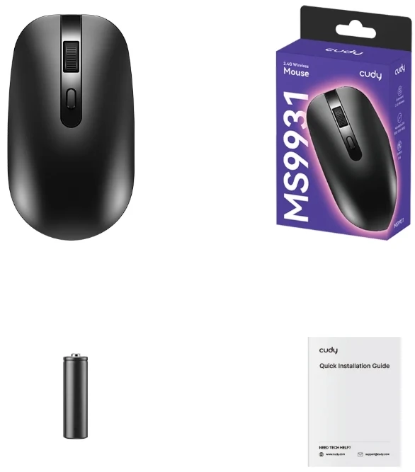 Cudy MS9931, bežicni miš 2.4GHz, optièki USB 800-1600 DPI,Black,109 mm