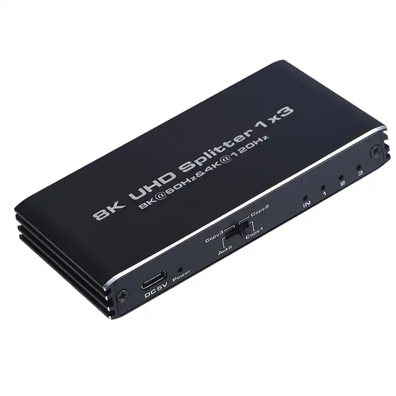 Kettz KT-HS308 HDMI Spliter 1IN–3OUT – 8K@60Hz  4K@120Hz HDMI 2.1 EDID HDR VRR