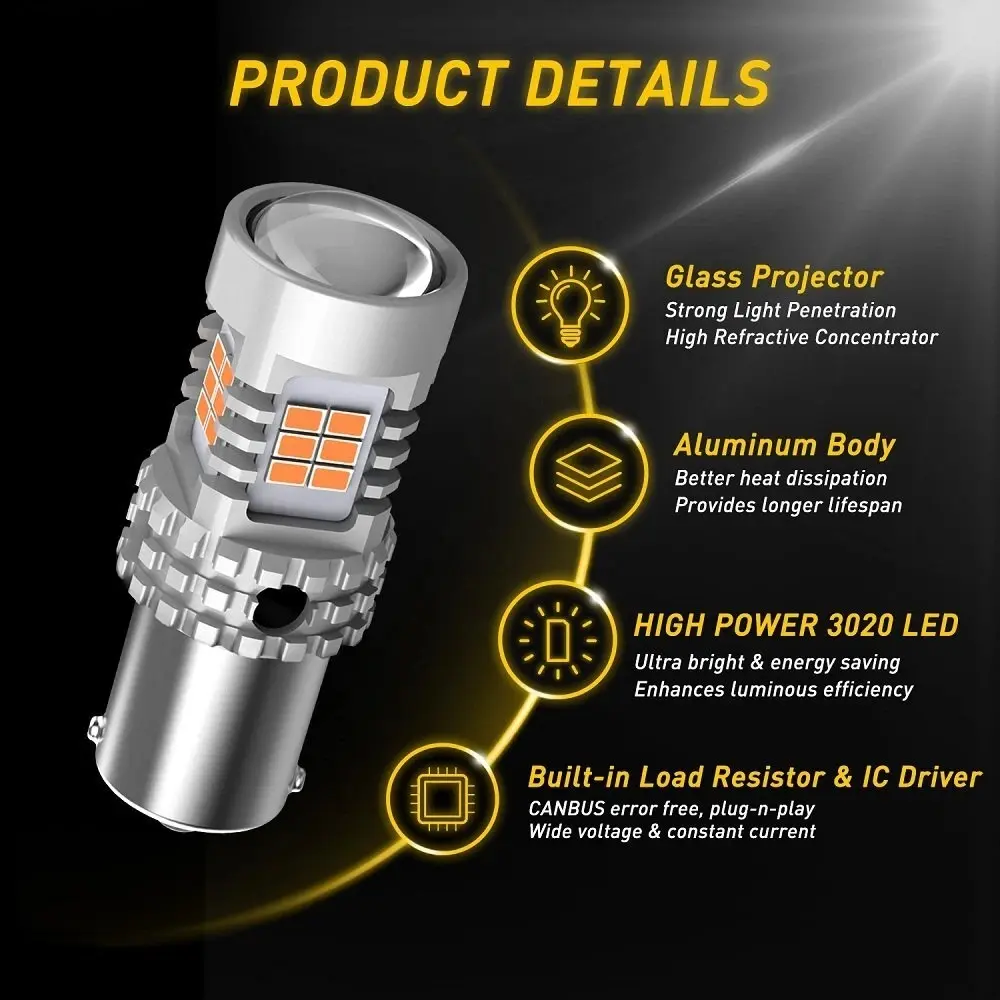 AUXITO LED sijalice BA15S žute (amber) set od 2 komada BA15S-5KG26-Y2
