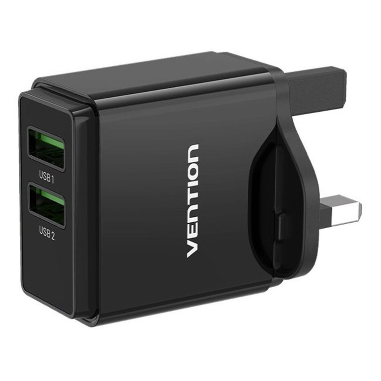 Punjac sa 2 ulaza USB A 18/18W – Crni (US prikljucak)