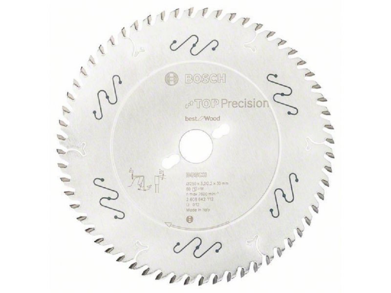 BOSCH List kružne testere Top Precision Best for Wood 250x30x3.2 2.2mm 60T ATB
