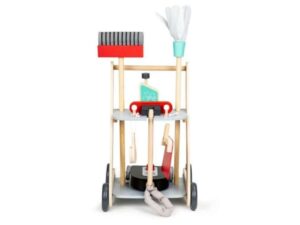 ECO TOYS Drveni Set Za Čišćenje Sa Kolicima Xxl Usisivač