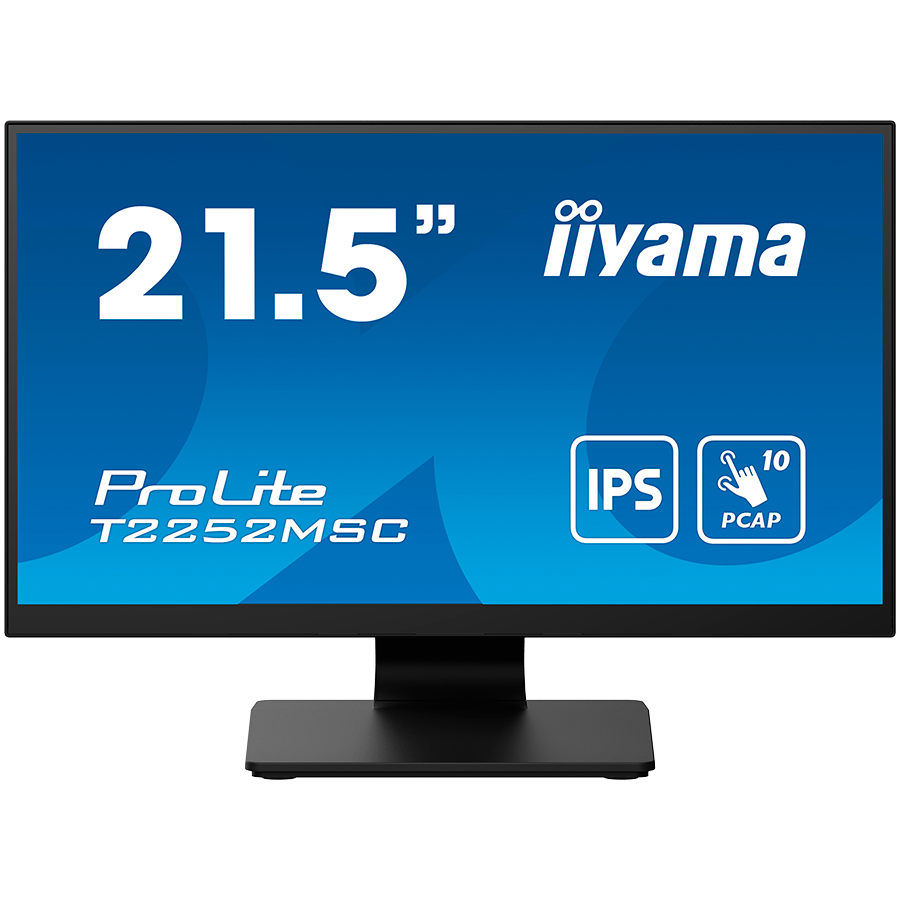 IIYAMA Monitor LED T2252MSC-B2AG  21.5′ PCAP 10pt Touchscreen monitor featuring IPS panel technology, Edge-to-Edge glass design and Anti Glare coating HDMI DP USB HUB Tilt 3y