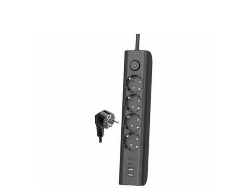 ELCO Produžni kabl sa prekidačem Elco 4 utičnice/2 USB-A/2 USB-C 2m Crni 3680W