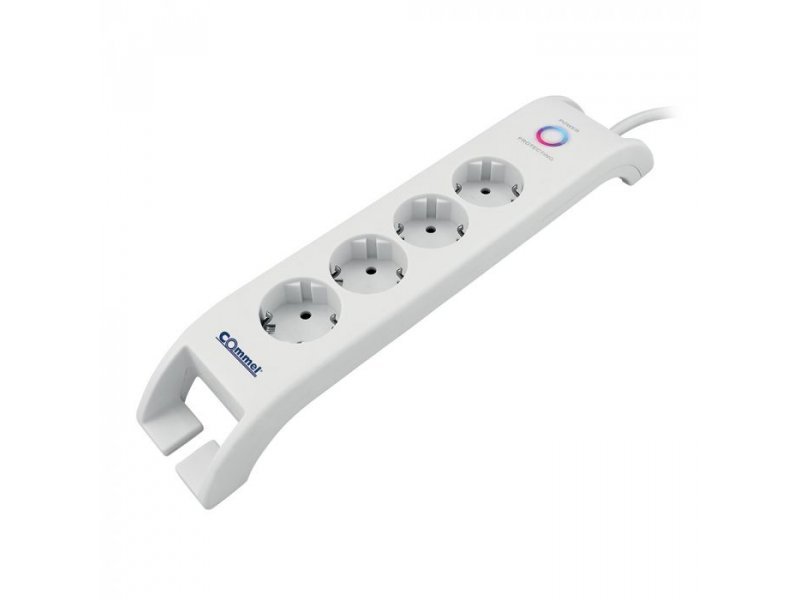 COMMEL Uticnica 4-Struka + 2xUSB, Prenaponska zaštita, 2m Bela HO5VV-F 3G1.5 C380-108 OUTLET