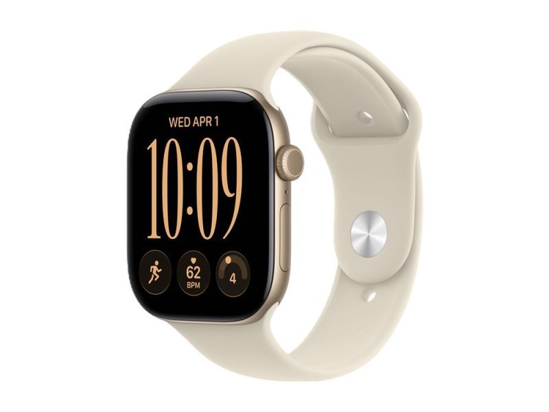 APPLE Watch Series 12 GPS 46mm Light Gold Aluminium Case with Sand Sport Band – M/L (MJEP4WF/A)