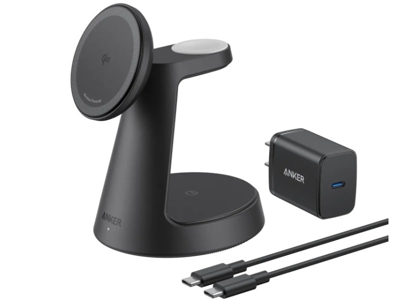 ANKER MagGo Bežični Dock Stand 3u1, sa kablovima i zidnim punjačem, crni