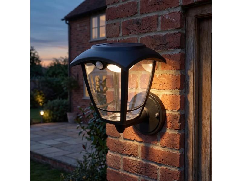 EUROLAMP Solarna zidna lampa sa senzorom pokreta, 3W, 400lm, crna