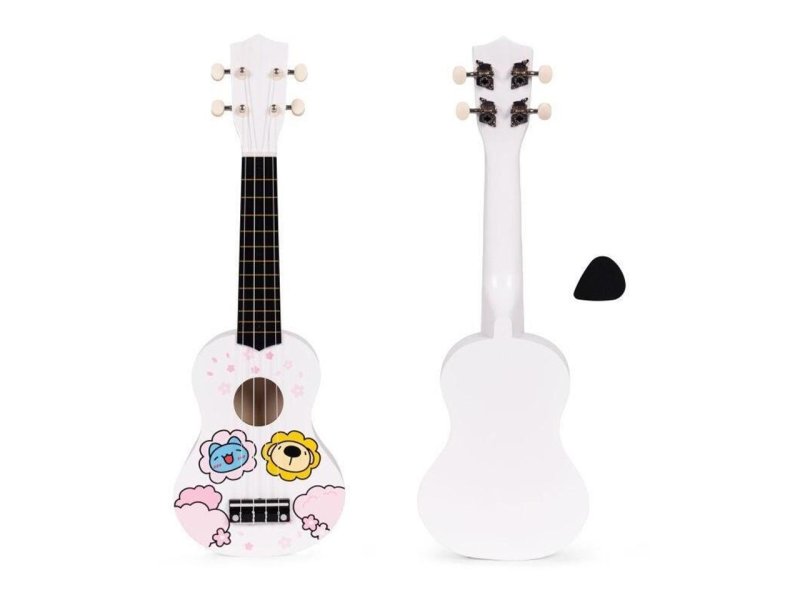 ECO TOYS Ukulele drvena gitara za decu sa 4 najlonske žice i trzalicom Bela MF019G