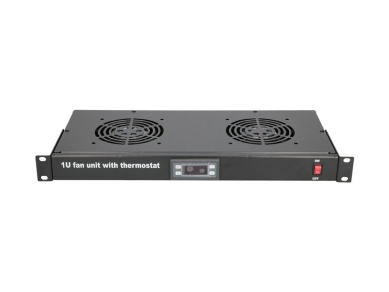 MAXPRO LINE Ventilacioni panel-polica, dva ventilatora i termostat, 1U