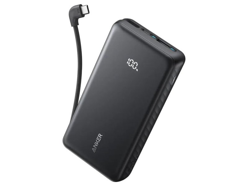 ANKER Zolo 10000mAh, 22.5W, sa ugrađenim USB-C kablom, Power Bank crni