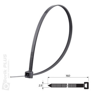 Vezice za kablove 100 kom, 160×2.5 mm CRNE