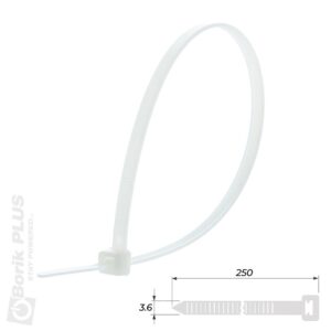 Vezice za kablove 100 kom, 250×3.6 mm BELE