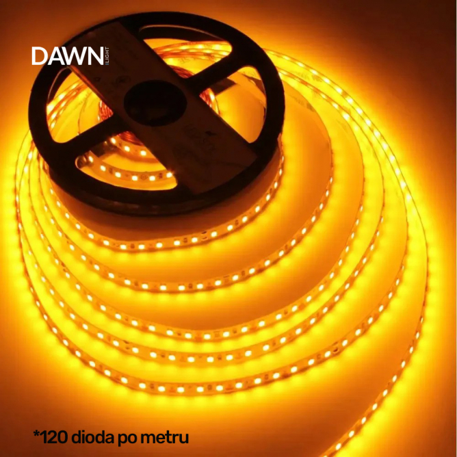 DAWN LED TRAKA HL 2835-120-AMBER 12V IP20 (5met, 9.6W/m, 8mm)