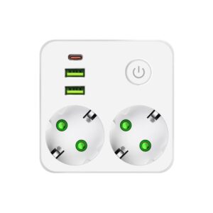Strujni razdelnik 2 utič. + prekidač, 2xUSB+tip C