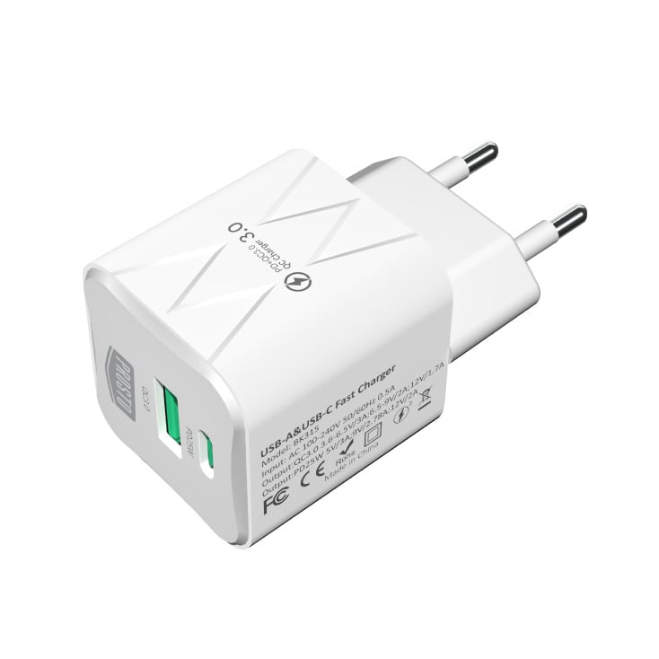 Univerzalni brzi PD punjač 1xUSB-C/PD + 1xUSBA/QC3