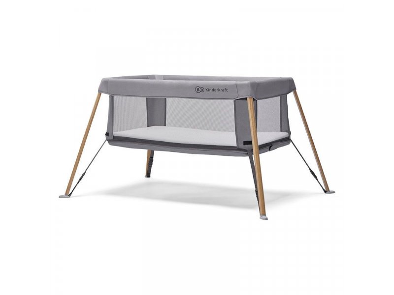 KINDERKRAFT Prenosivi krevetac MOVI grey&wood