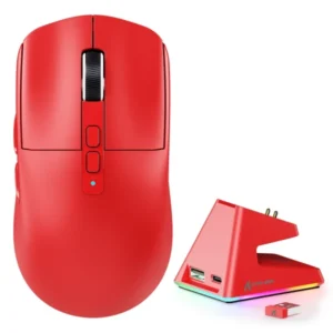 Bežični gaming miš Attack Shark X6 PAW3395/26000 DPI/Superlight/TriMode/Red + Charging Dock