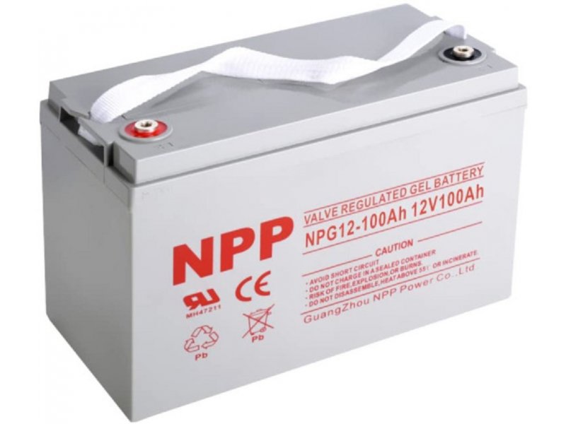 NPP NPG12V-100Ah, gel battery, C20=100AH, T16, 330x171x214x220, 27,3KG, Light grey