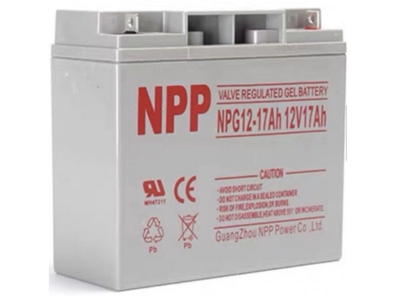 NPP NPG12V-17Ah, Gel battery, C20=17AH, T3, 180*77*167*167, 4,8KG, Light grey