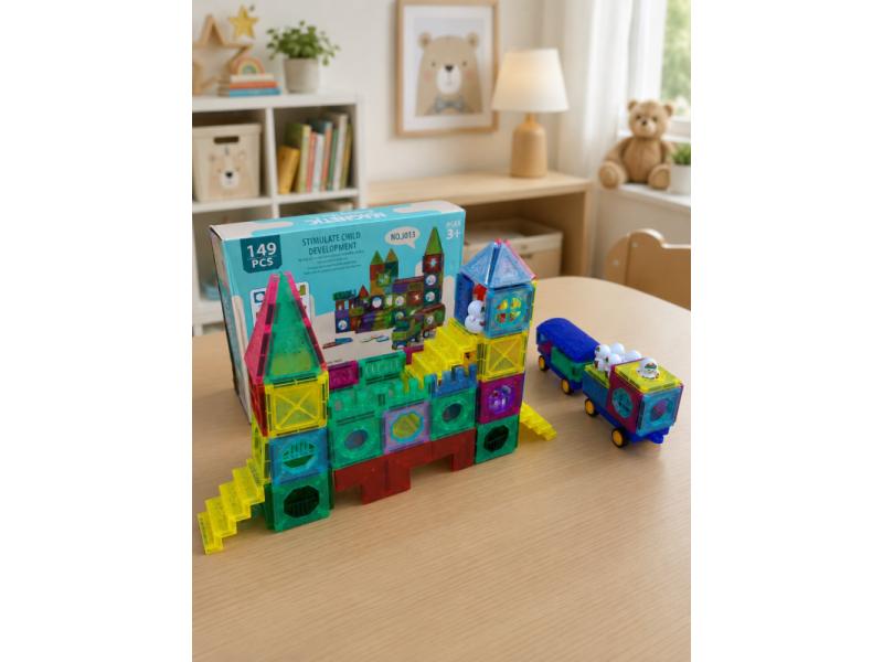CLASSIC WORLD Magnetni konstruktor Zamak i vozić 149 delova A1571532B Magnetne kocke