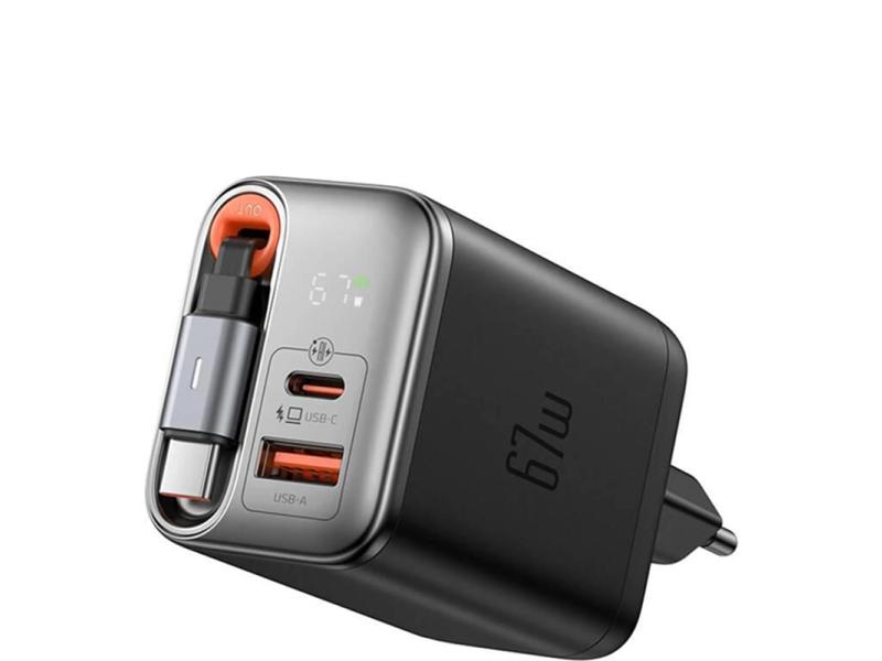 MCDODO CH-4100 ZIDNI PUNJAČ 67W 1C+1A GaN SA UGRAĐENIM KABLOM USB-C NA Izvlačenje 65cm
