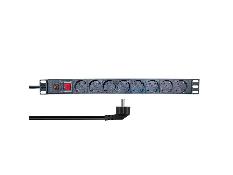 LOGILINK PDU 8 x šuko, prenaponska zaštita, prekidač, 1.8m