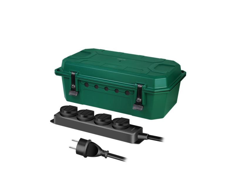 LOGILINK Produžni kabl outdoor sa zaštitnom kutijom, 4 mesta, 5.0m, IP54, zelena