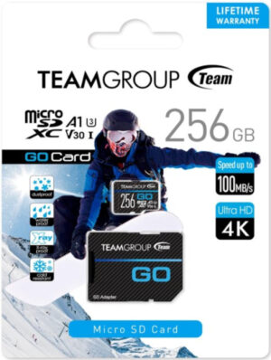 TeamGroup MICRO SDHC/SDXC 256GB GO UHS-I U3 V30, 100/50MB/s +SD Adapter TGUSDX256GU303 TeamGroup MICRO SDHC/SDXC 256GB GO UHS-I U3 V30, 100/50MB/s +SD Adapter TGUSDX256GU303